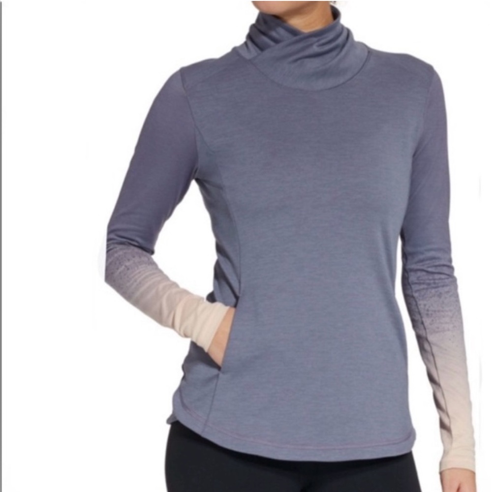 CALIA Purple Ombré Cowl Neck Pullover Top